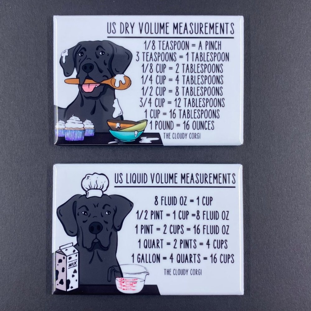 Black Great Dane Dog Measuring Chart Magnet Set Kitchen Baking Cooking Guide